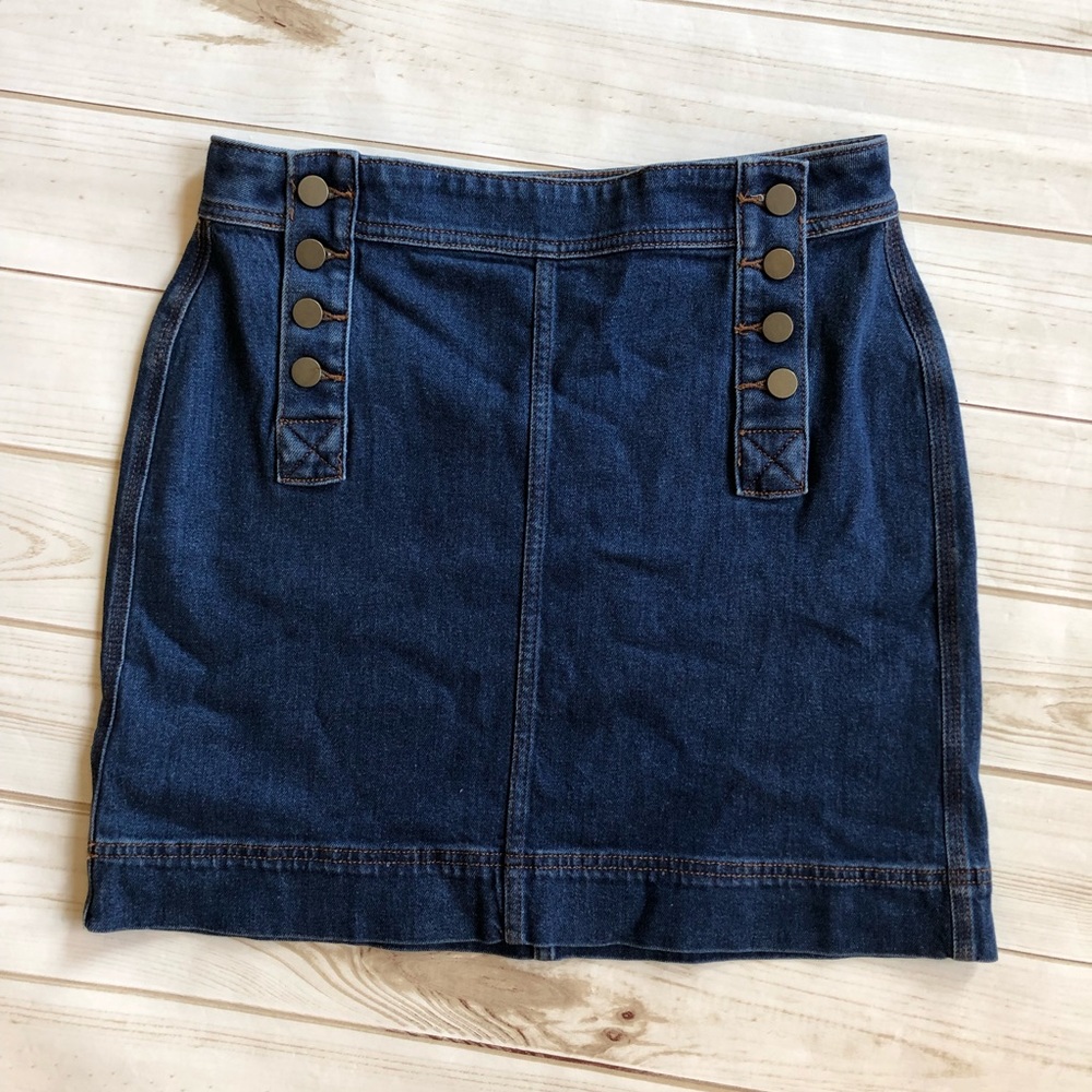 NWT Loft denim sailor button skirt